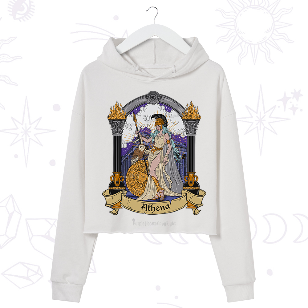 Purplehecate The Wise Goddess Athena Crop Hoodie