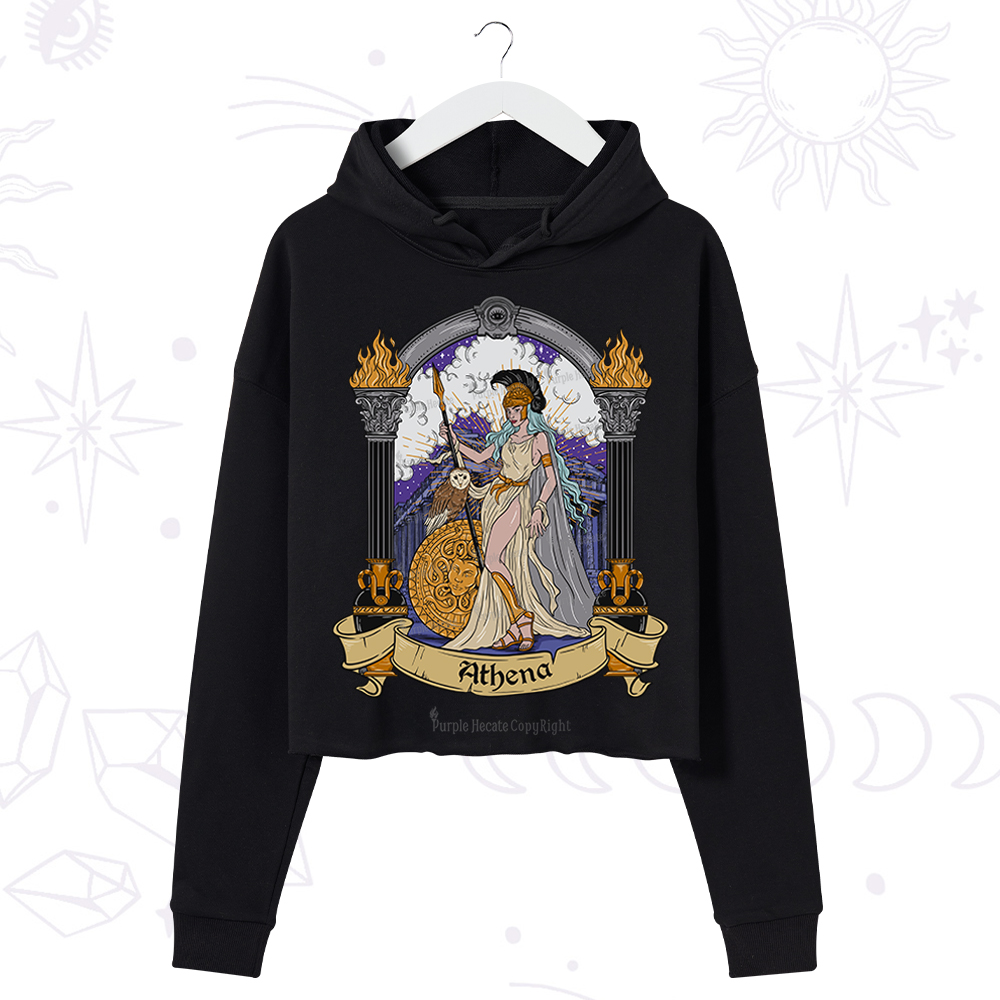Purplehecate The Wise Goddess Athena Crop Hoodie