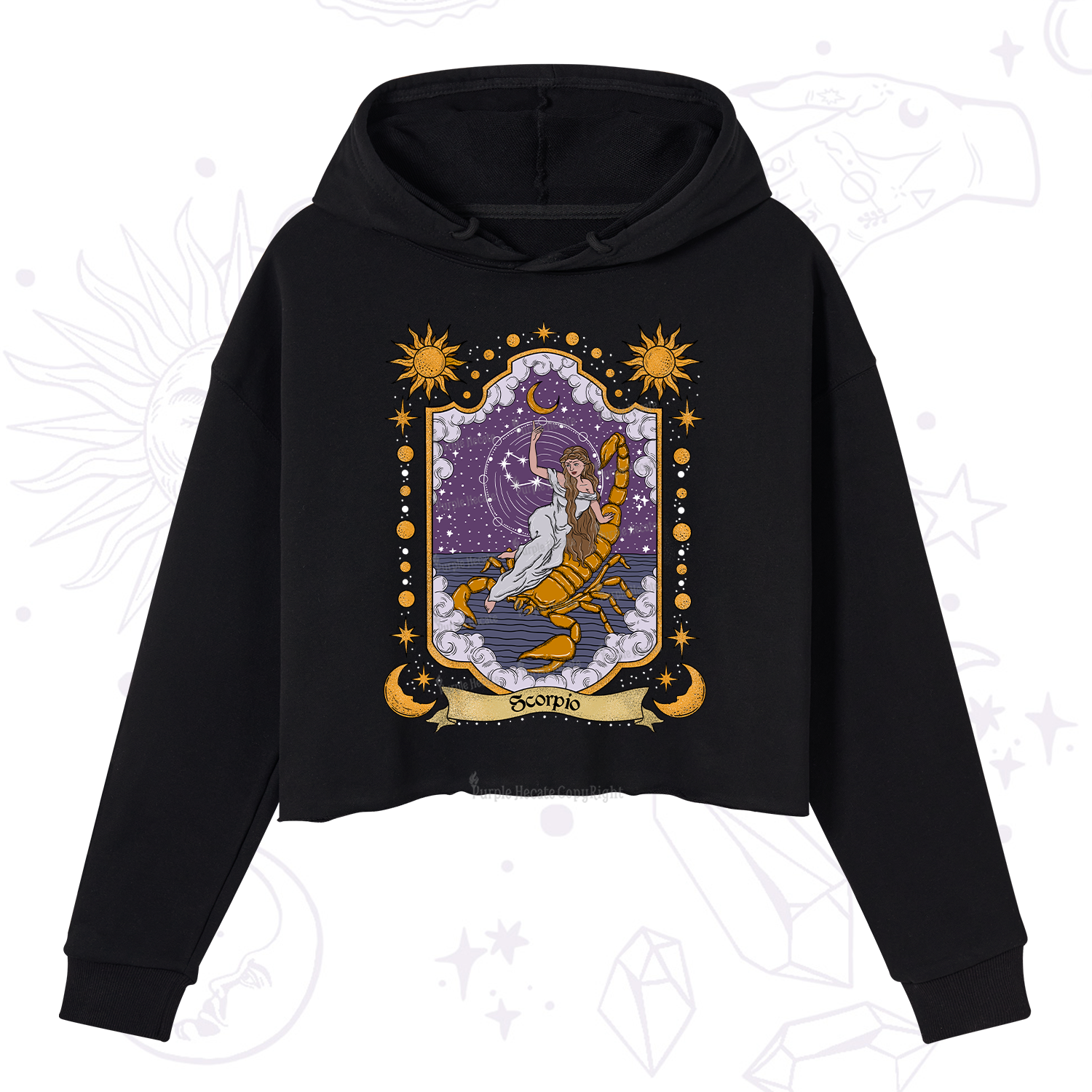 Purplehecate Scorpio Zodiac Crop Hoodie