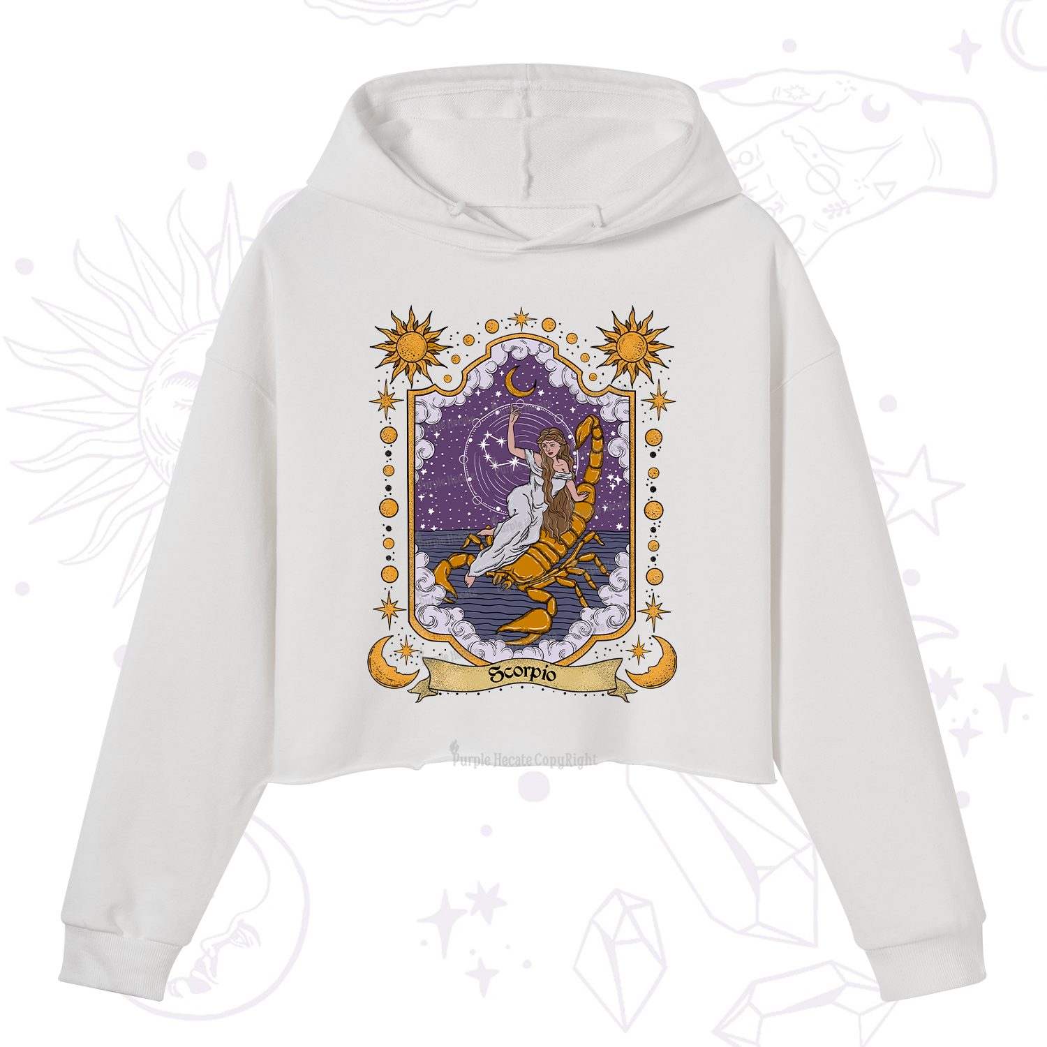 Purplehecate Scorpio Zodiac Crop Hoodie