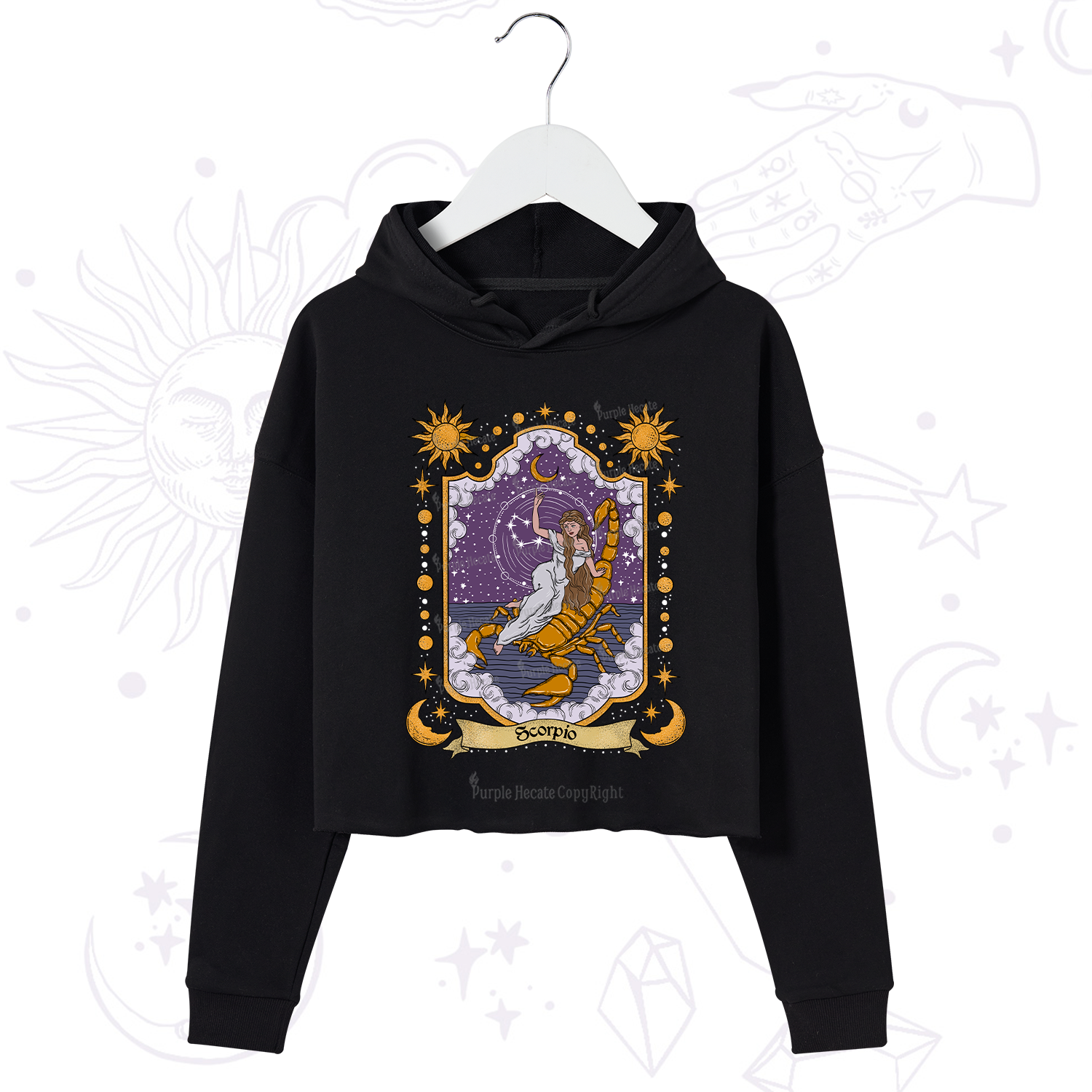 Purplehecate Scorpio Zodiac Crop Hoodie