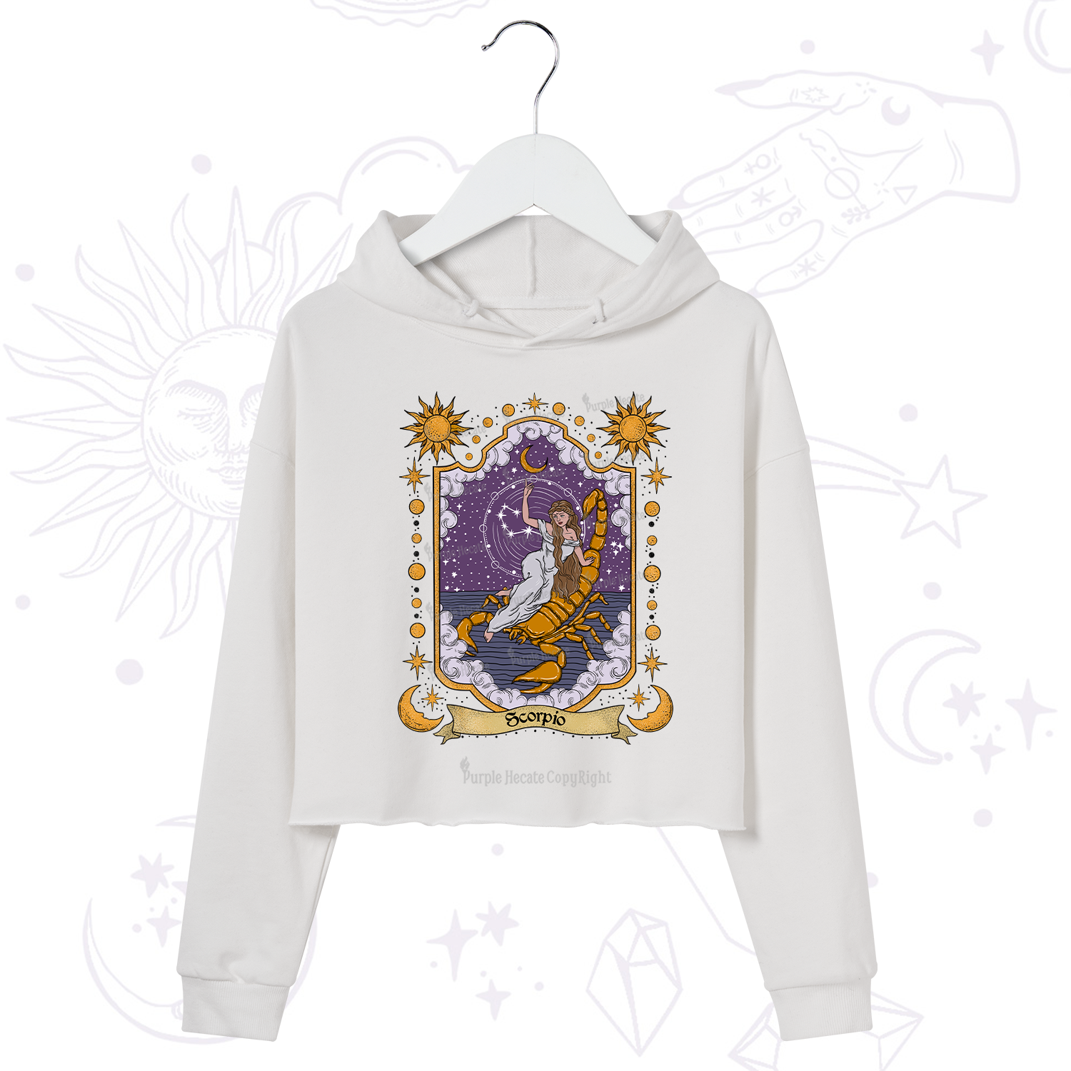 Purplehecate Scorpio Zodiac Crop Hoodie