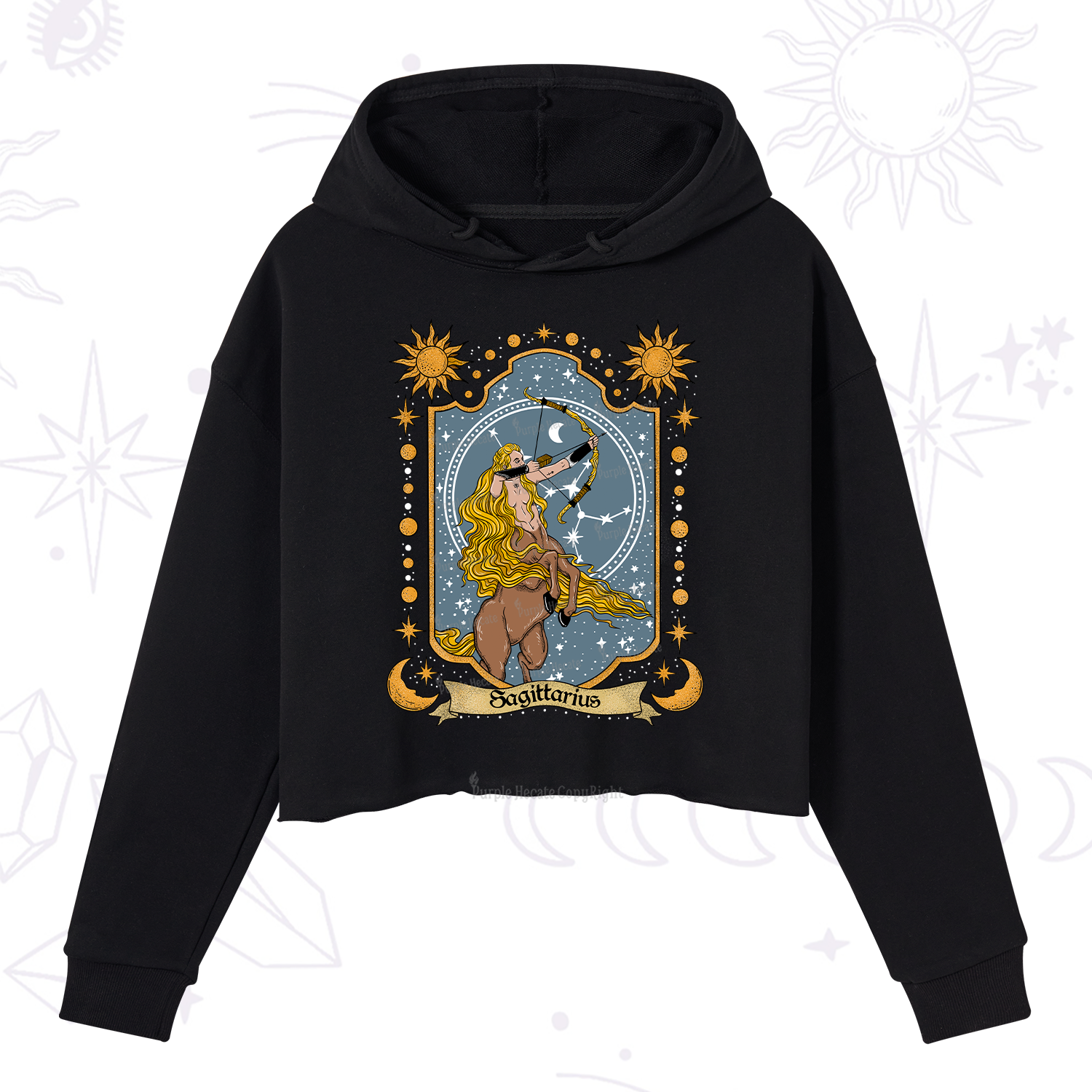 Purplehecate Sagittarius Zodiac Crop Hoodie