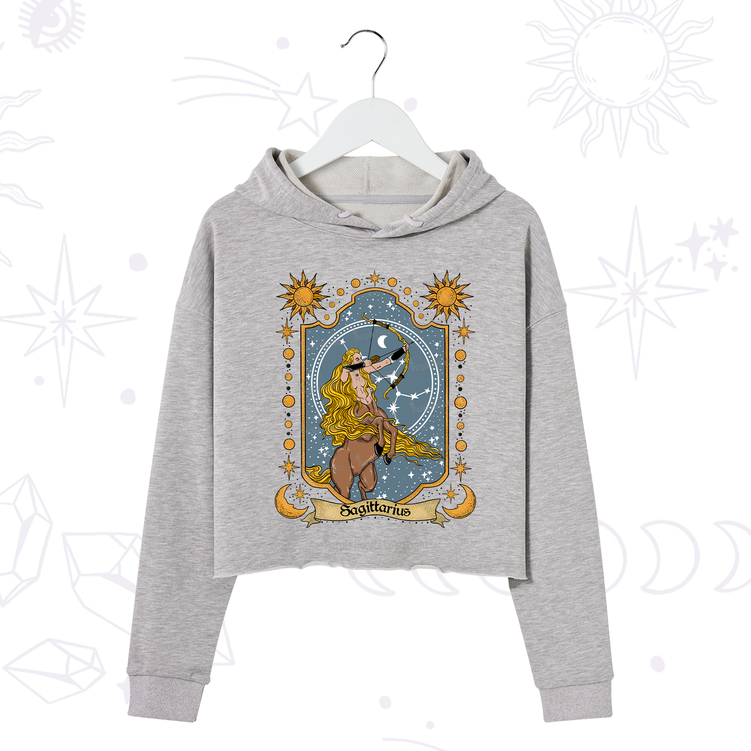 Purplehecate Sagittarius Zodiac Crop Hoodie