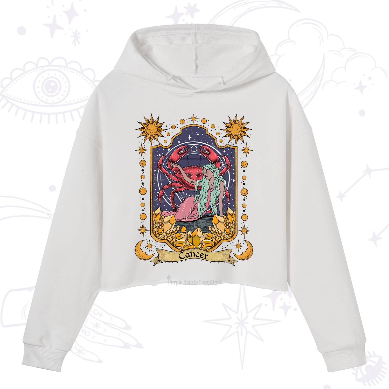 Purplehecate Cancer Zodiac Crop Hoodie