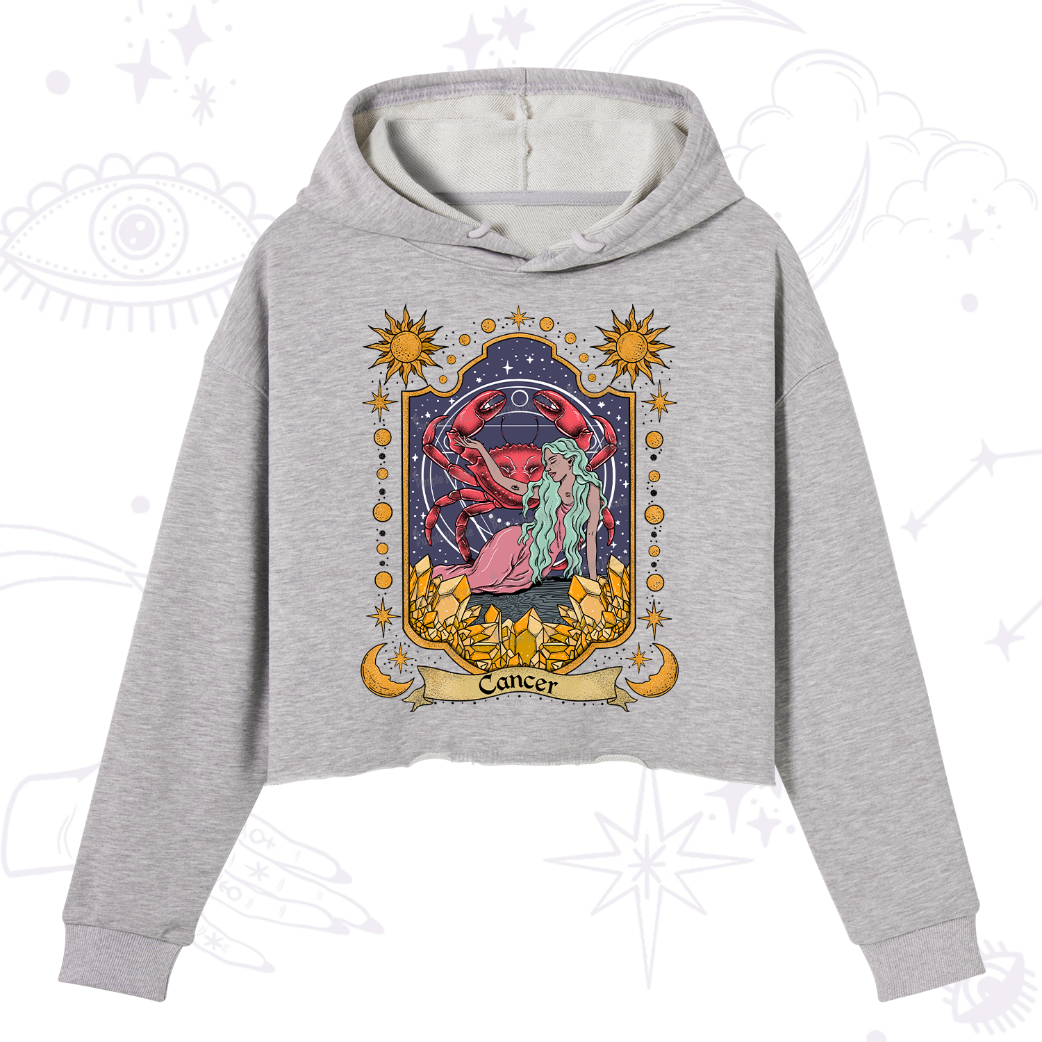 Purplehecate Cancer Zodiac Crop Hoodie
