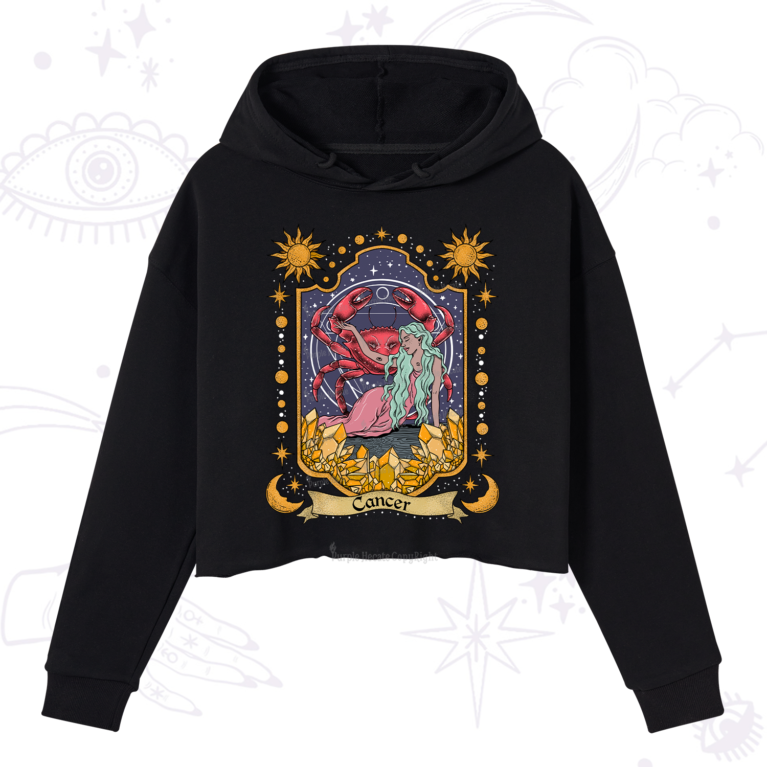 Purplehecate Cancer Zodiac Crop Hoodie