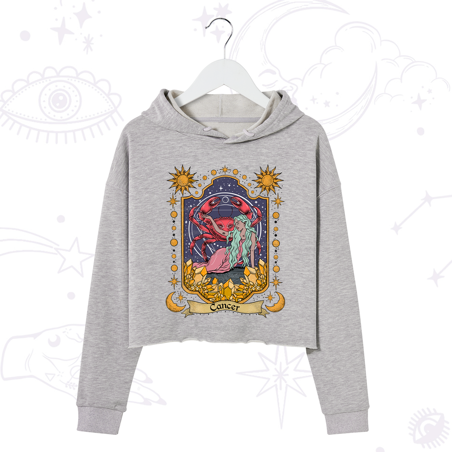 Purplehecate Cancer Zodiac Crop Hoodie