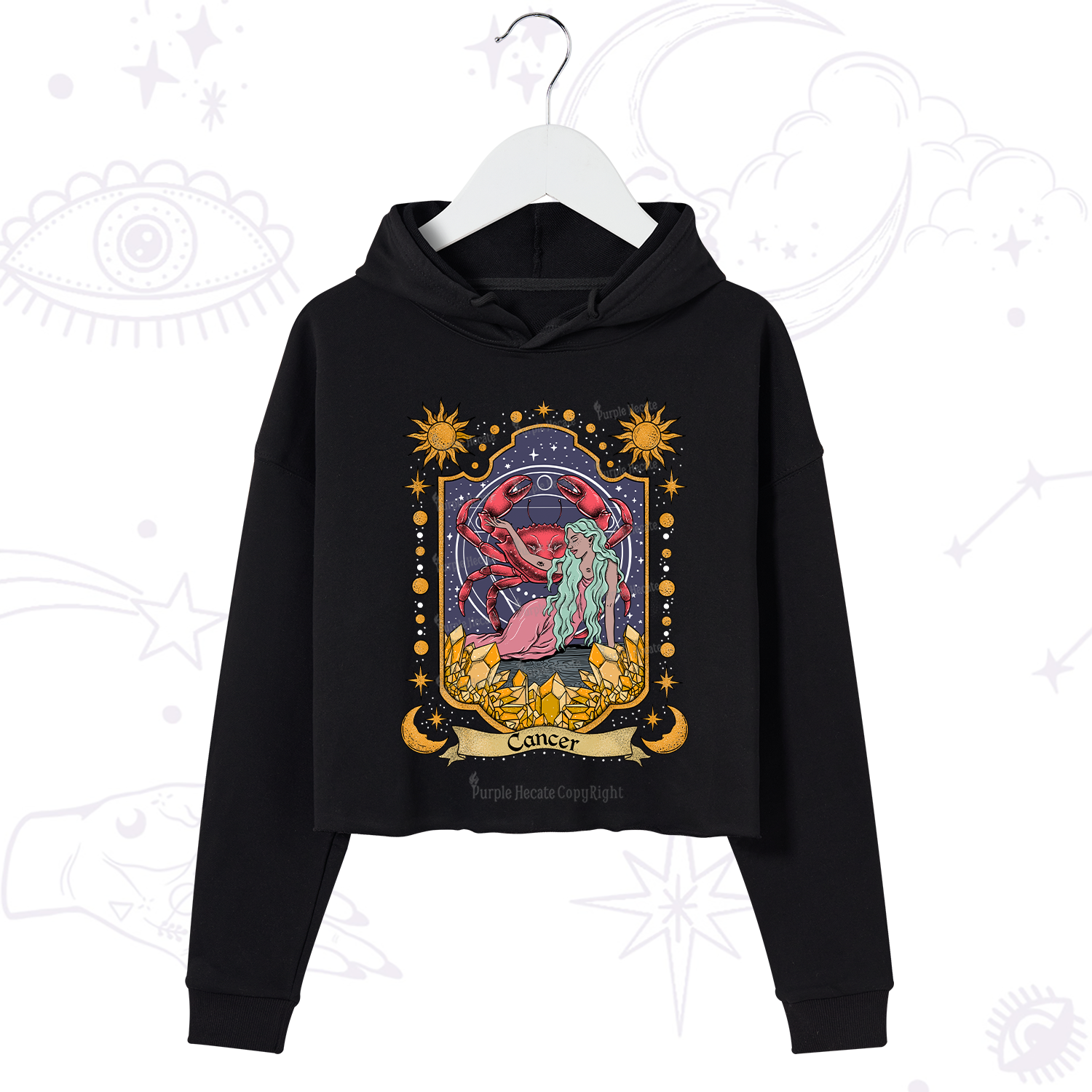 Purplehecate Cancer Zodiac Crop Hoodie