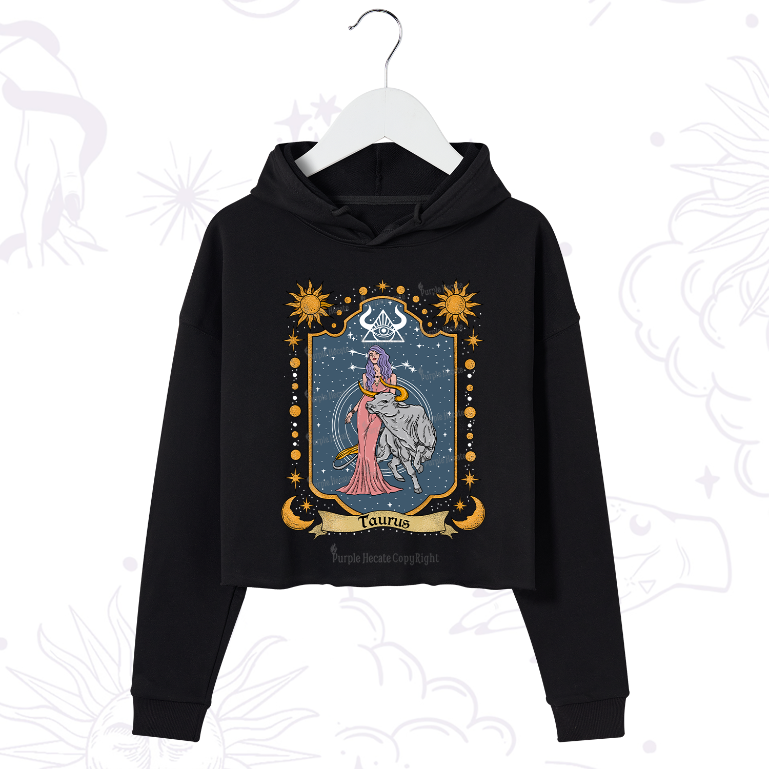 Purplehecate Taurus Zodiac Crop Hoodie