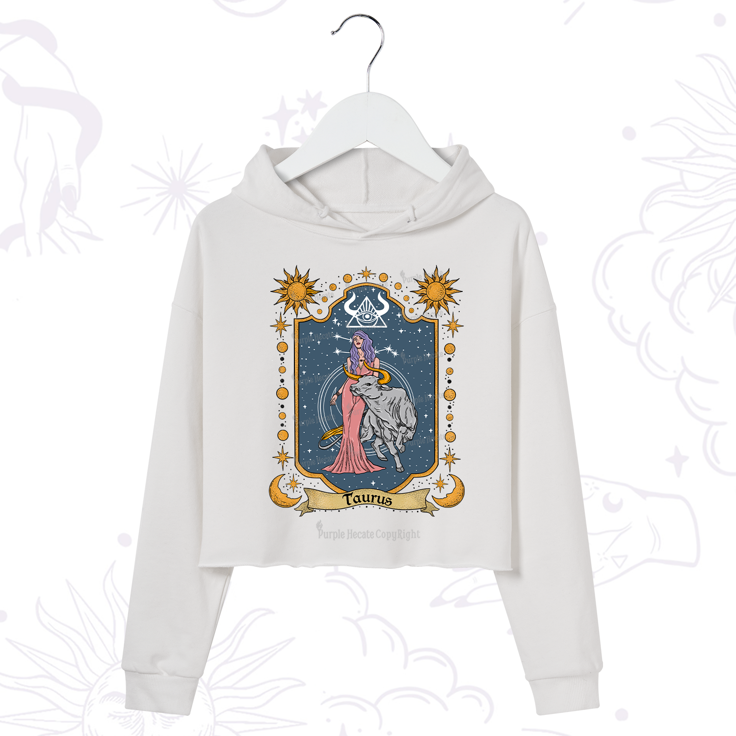 Purplehecate Taurus Zodiac Crop Hoodie