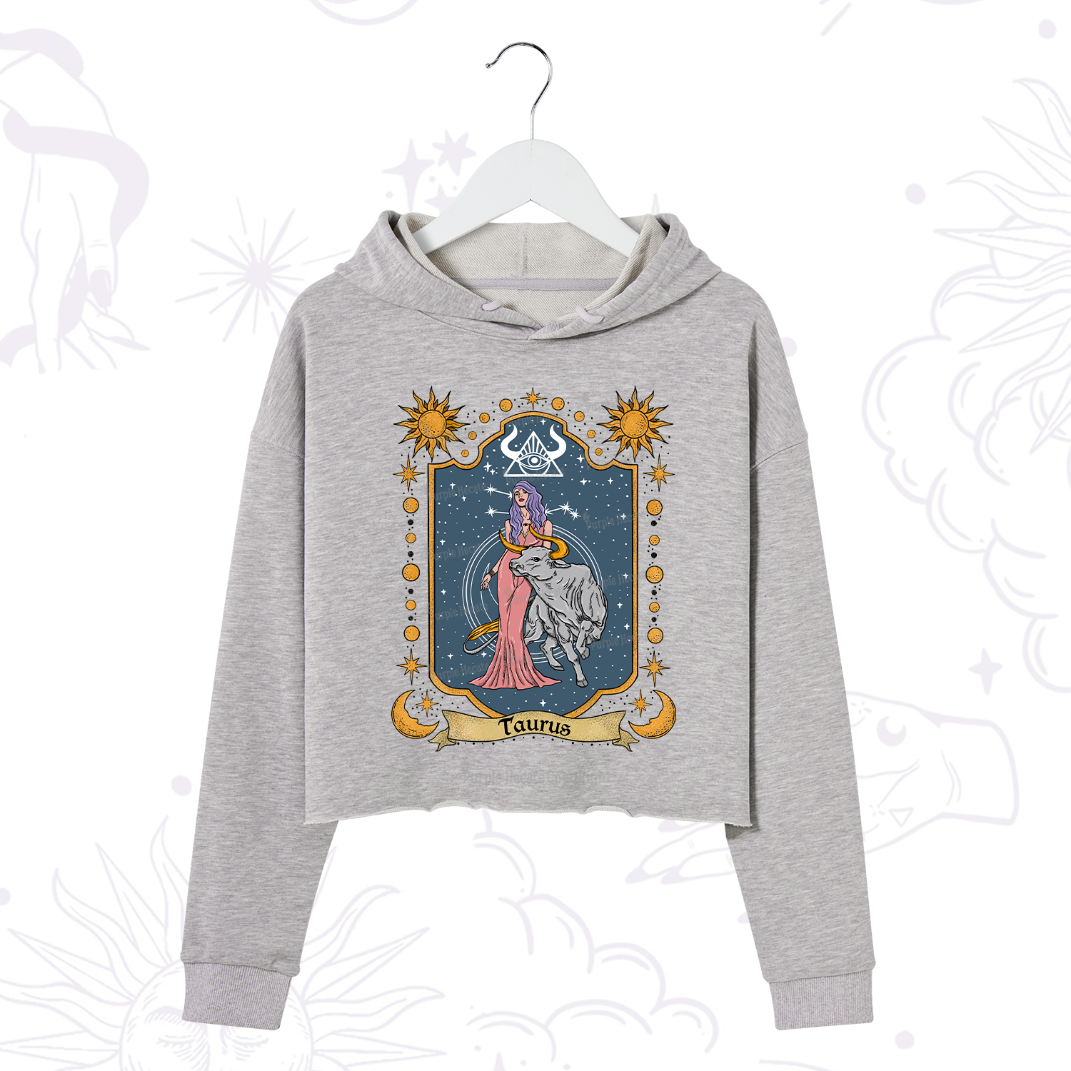 Purplehecate Taurus Zodiac Crop Hoodie