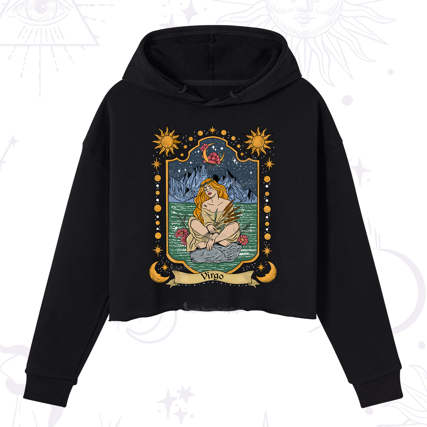 Purplehecate Virgo Zodiac Crop Hoodie