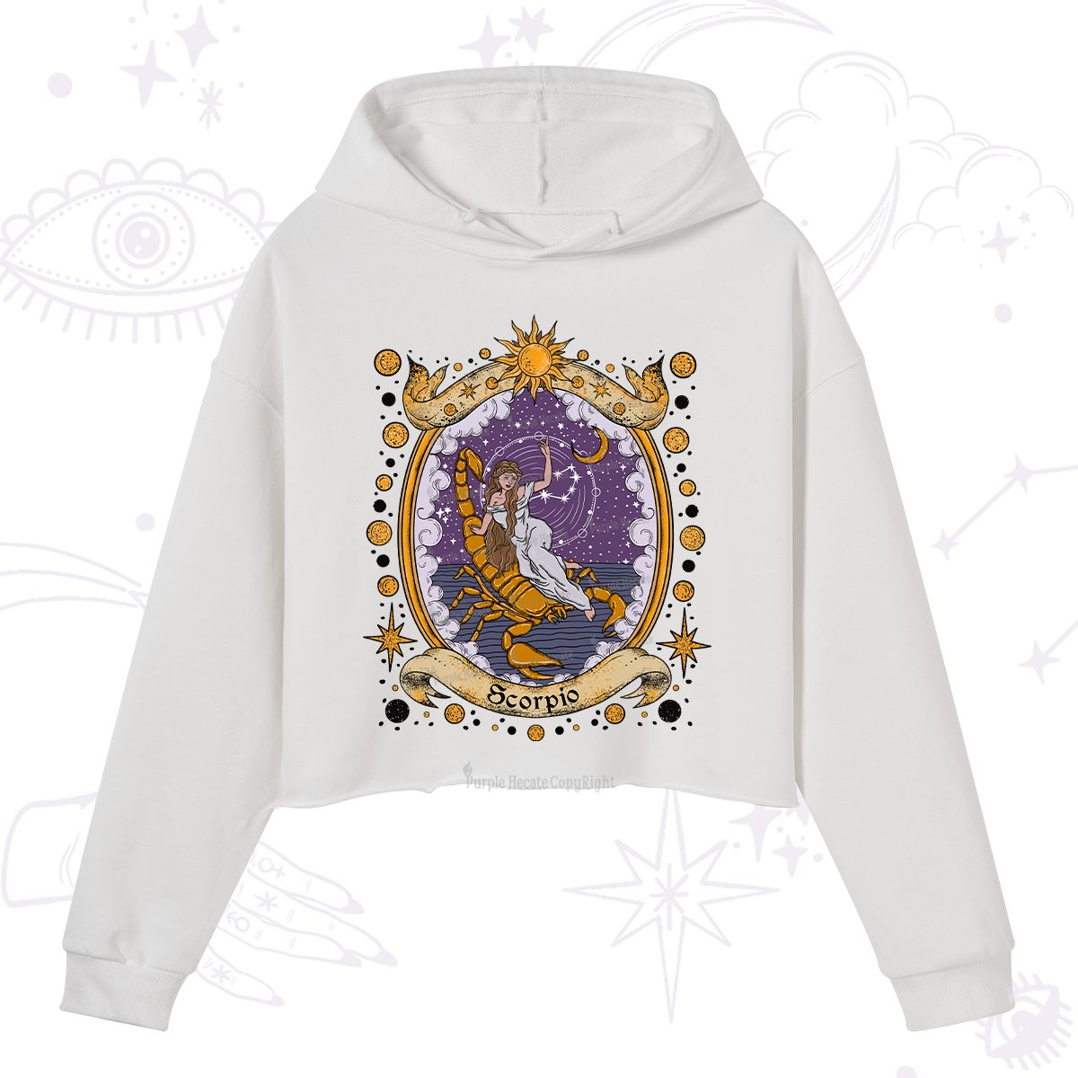 Purplehecate Celestial Scorpio Zodiac Crop Hoodie