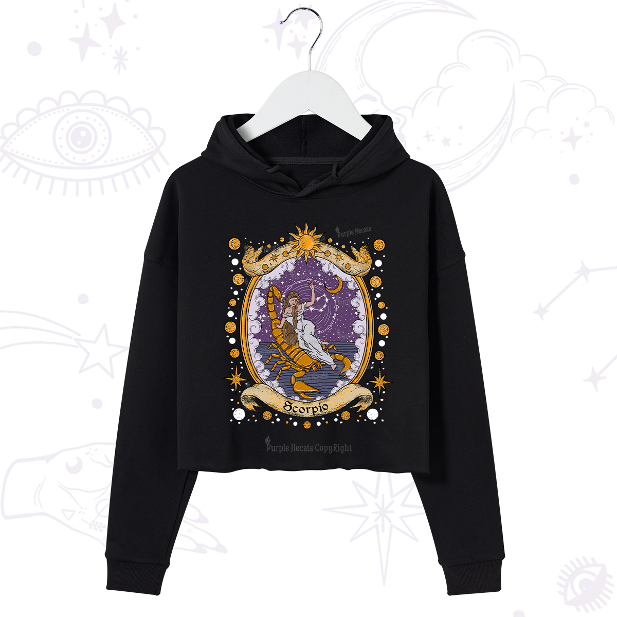 Purplehecate Celestial Scorpio Zodiac Crop Hoodie