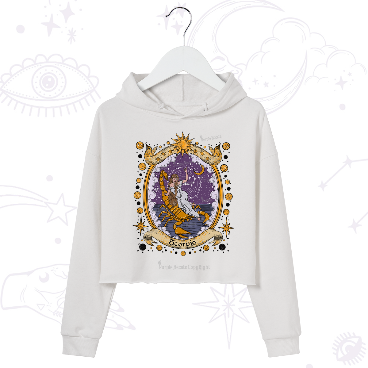 Purplehecate Celestial Scorpio Zodiac Crop Hoodie
