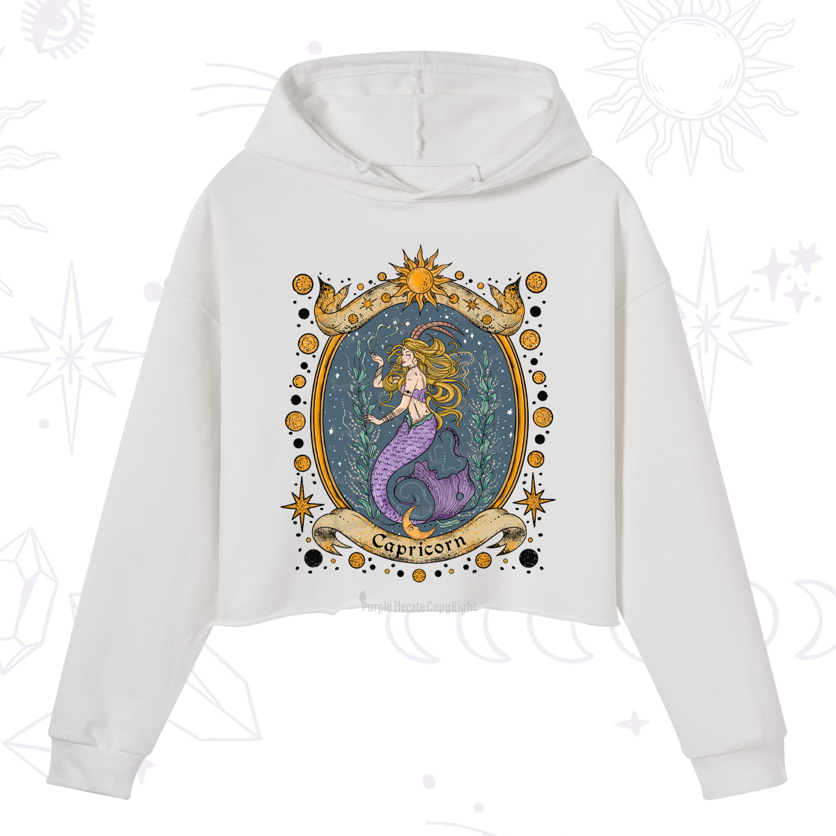 Purplehecate Celestial Capricorn Zodiac Crop Hoodie