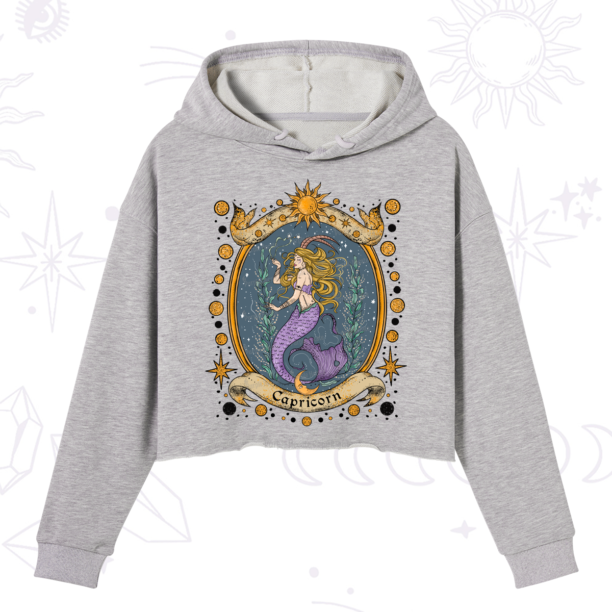 Purplehecate Celestial Capricorn Zodiac Crop Hoodie