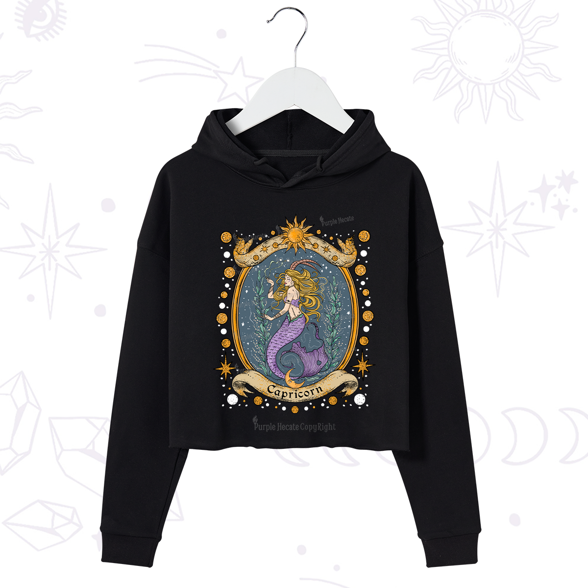 Purplehecate Celestial Capricorn Zodiac Crop Hoodie
