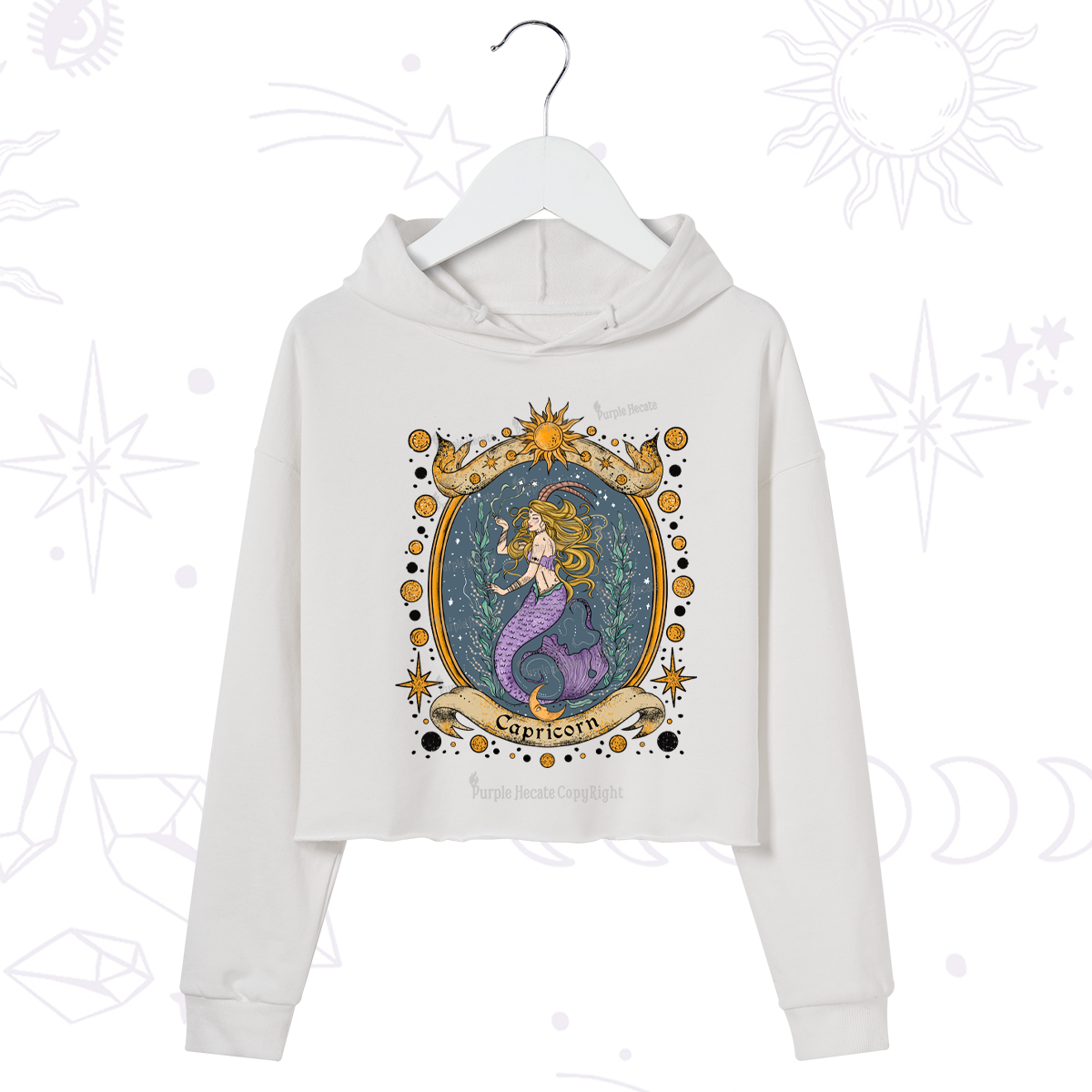 Purplehecate Celestial Capricorn Zodiac Crop Hoodie