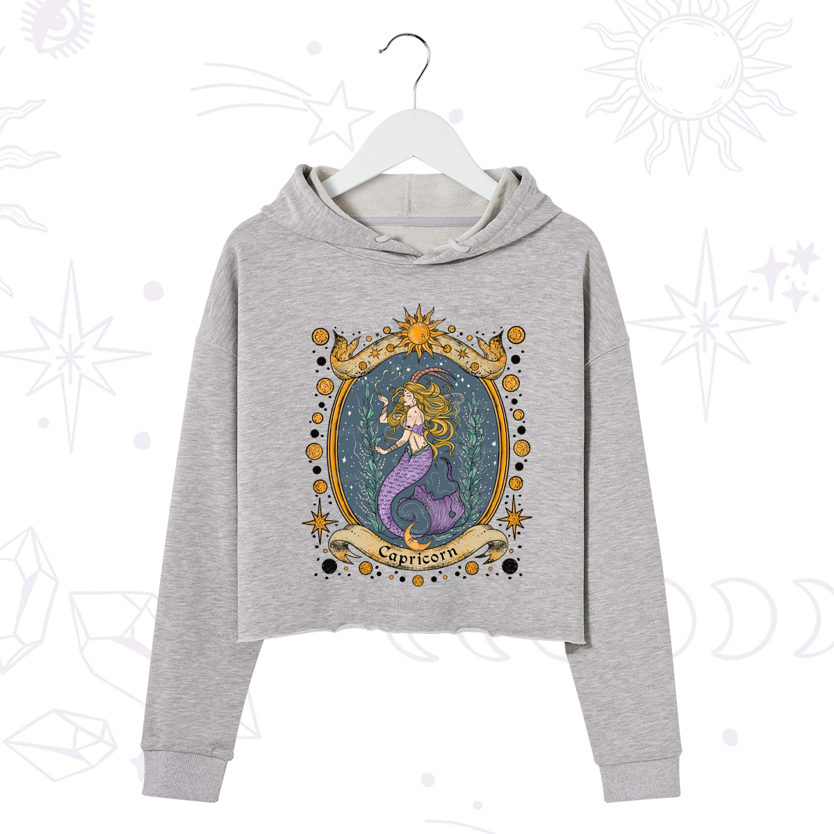 Purplehecate Celestial Capricorn Zodiac Crop Hoodie