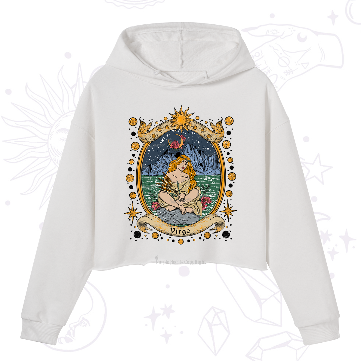 Purplehecate Celestial Virgo Zodiac Crop Hoodie