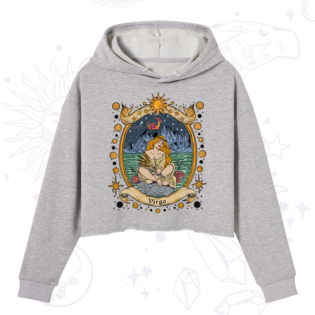 Purplehecate Celestial Virgo Zodiac Crop Hoodie