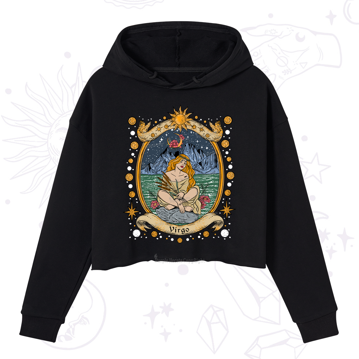 Purplehecate Celestial Virgo Zodiac Crop Hoodie