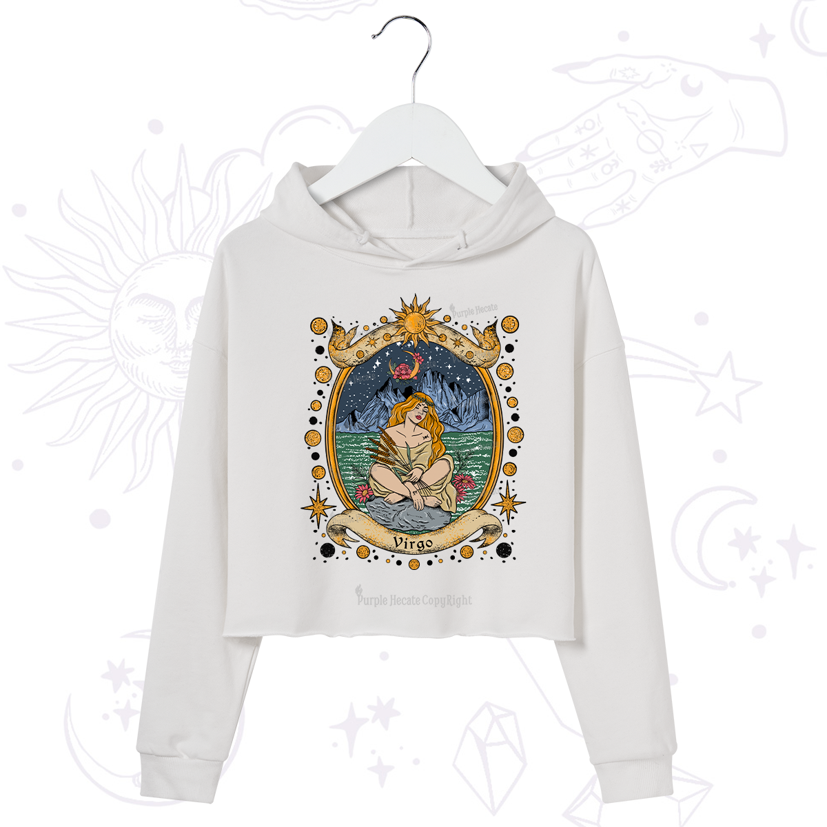 Purplehecate Celestial Virgo Zodiac Crop Hoodie