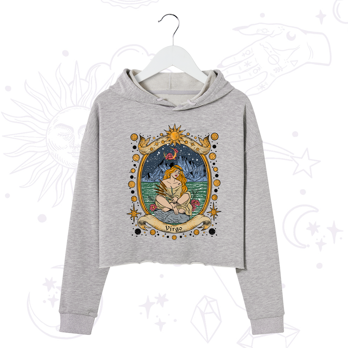 Purplehecate Celestial Virgo Zodiac Crop Hoodie