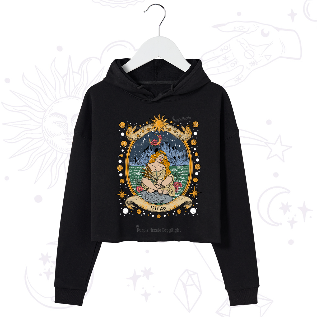 Purplehecate Celestial Virgo Zodiac Crop Hoodie