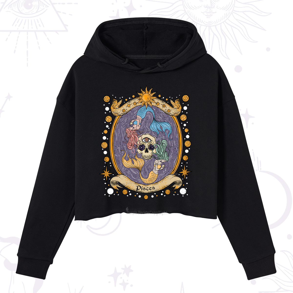 Purplehecate Celestial Pisces Zodiac Crop Hoodie