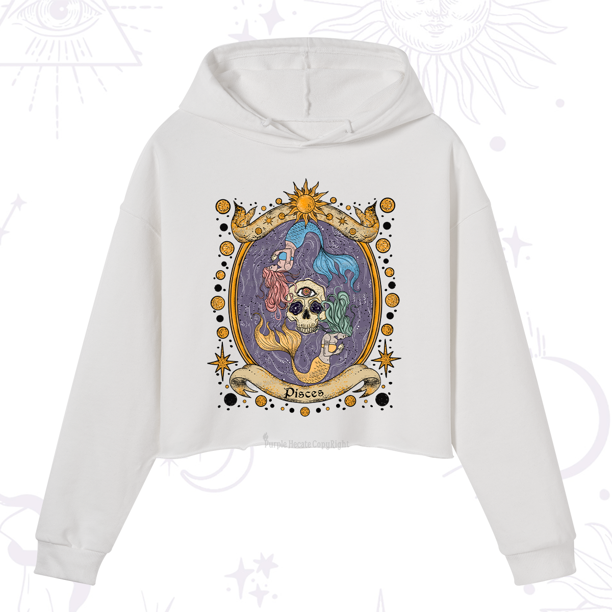 Purplehecate Celestial Pisces Zodiac Crop Hoodie