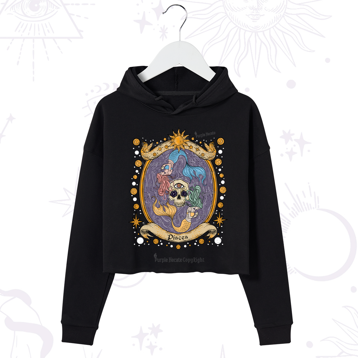 Purplehecate Celestial Pisces Zodiac Crop Hoodie