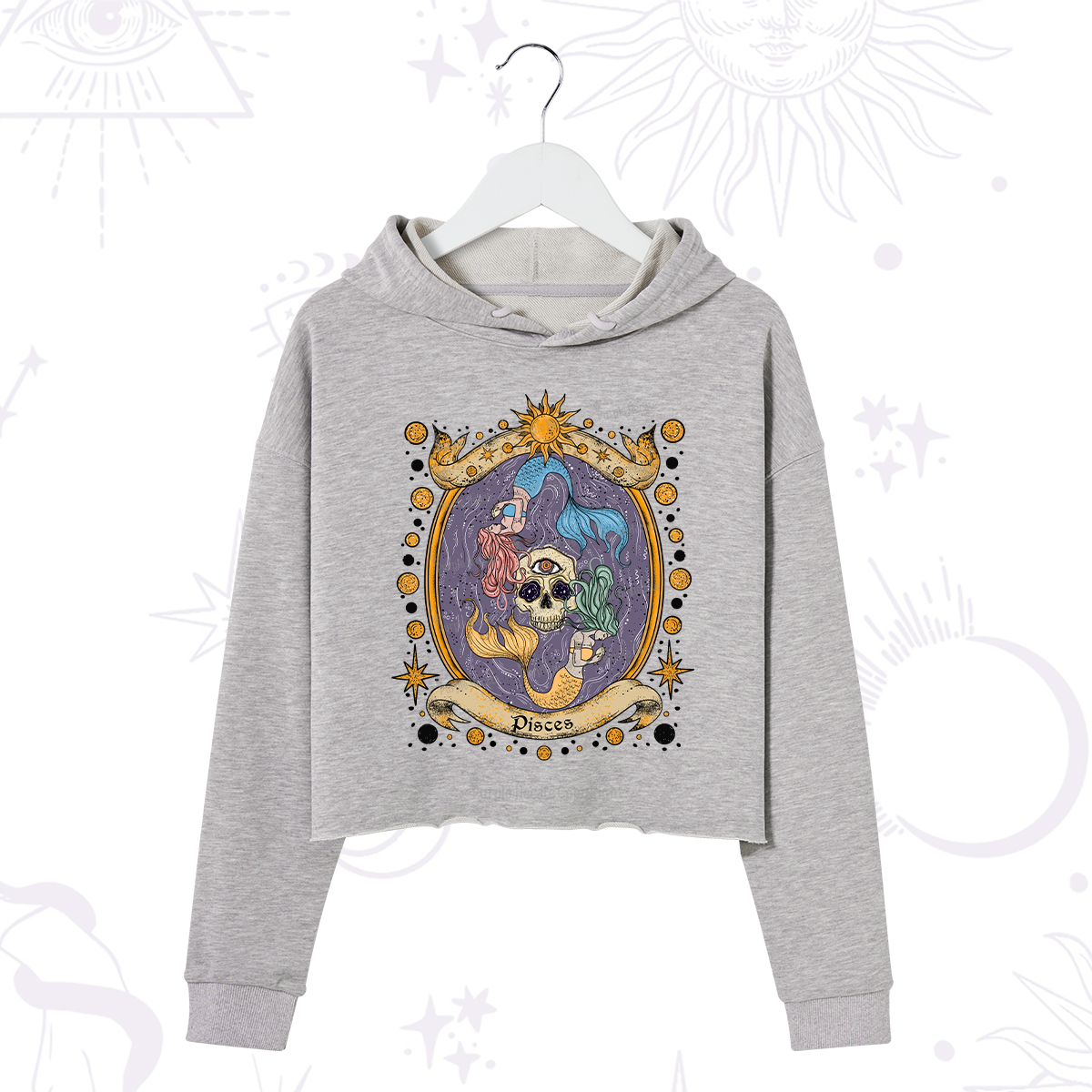 Purplehecate Celestial Pisces Zodiac Crop Hoodie