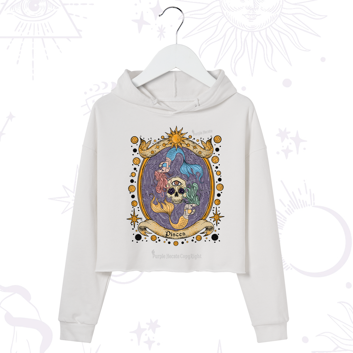 Purplehecate Celestial Pisces Zodiac Crop Hoodie