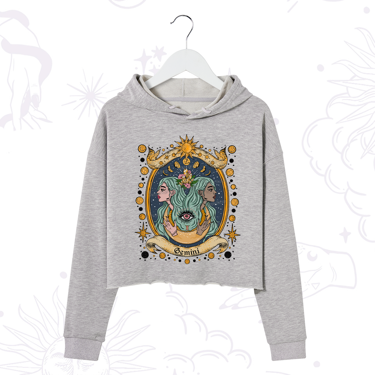 Purplehecate Celestial Gemini Zodiac Crop Hoodie