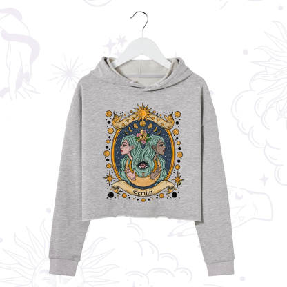 Purplehecate Celestial Gemini Zodiac Crop Hoodie