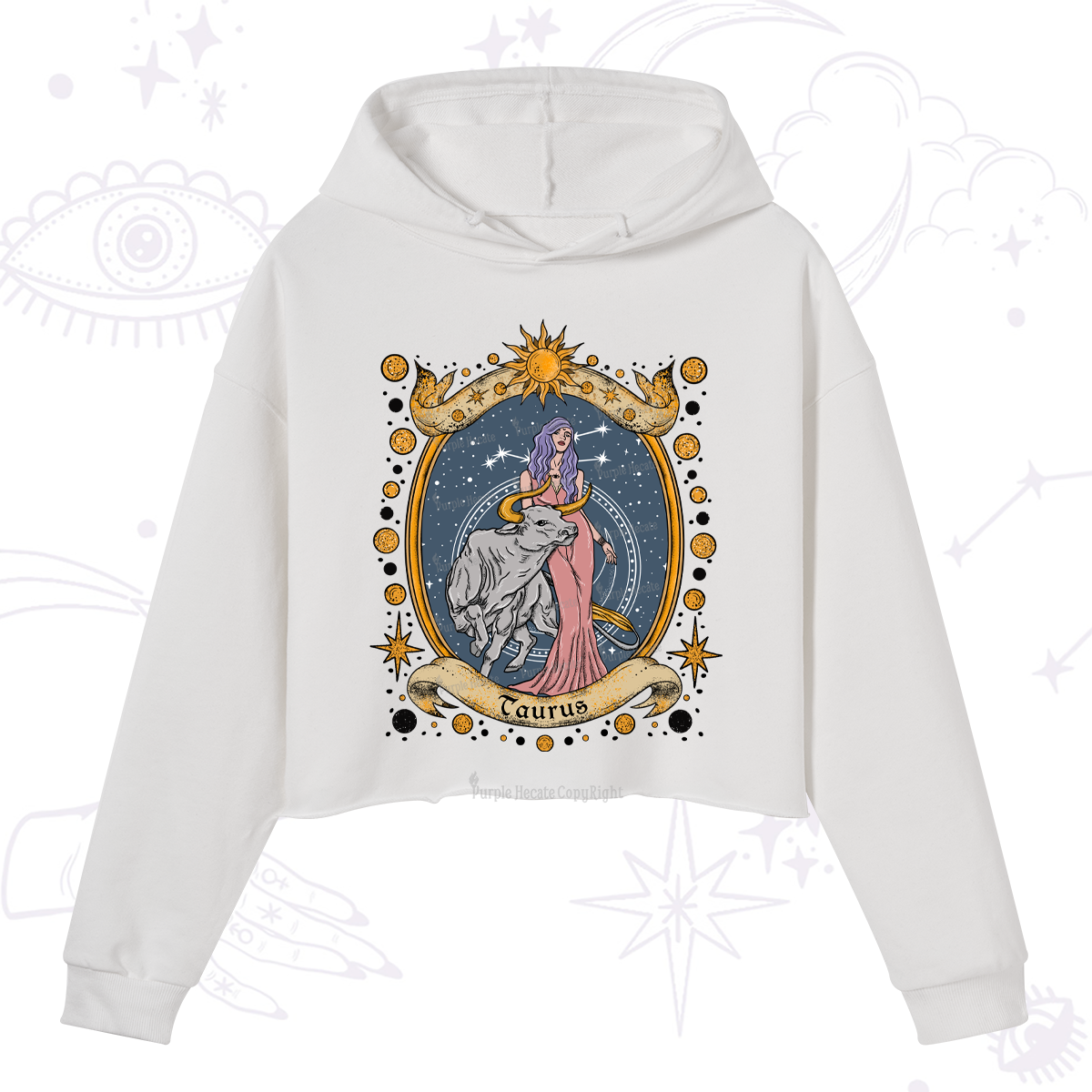 Purplehecate Celestial Taurus Zodiac Crop Hoodie
