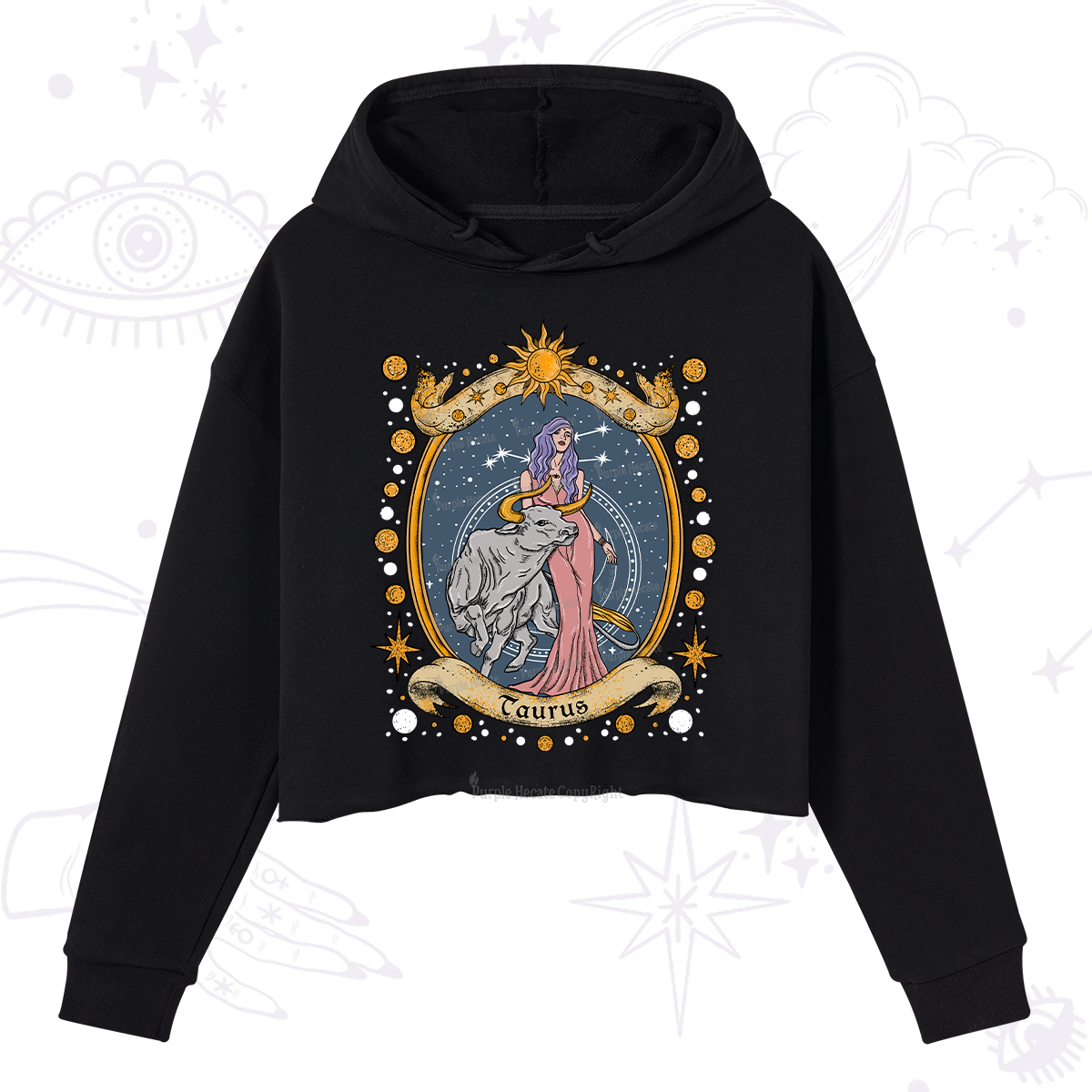 Purplehecate Celestial Taurus Zodiac Crop Hoodie