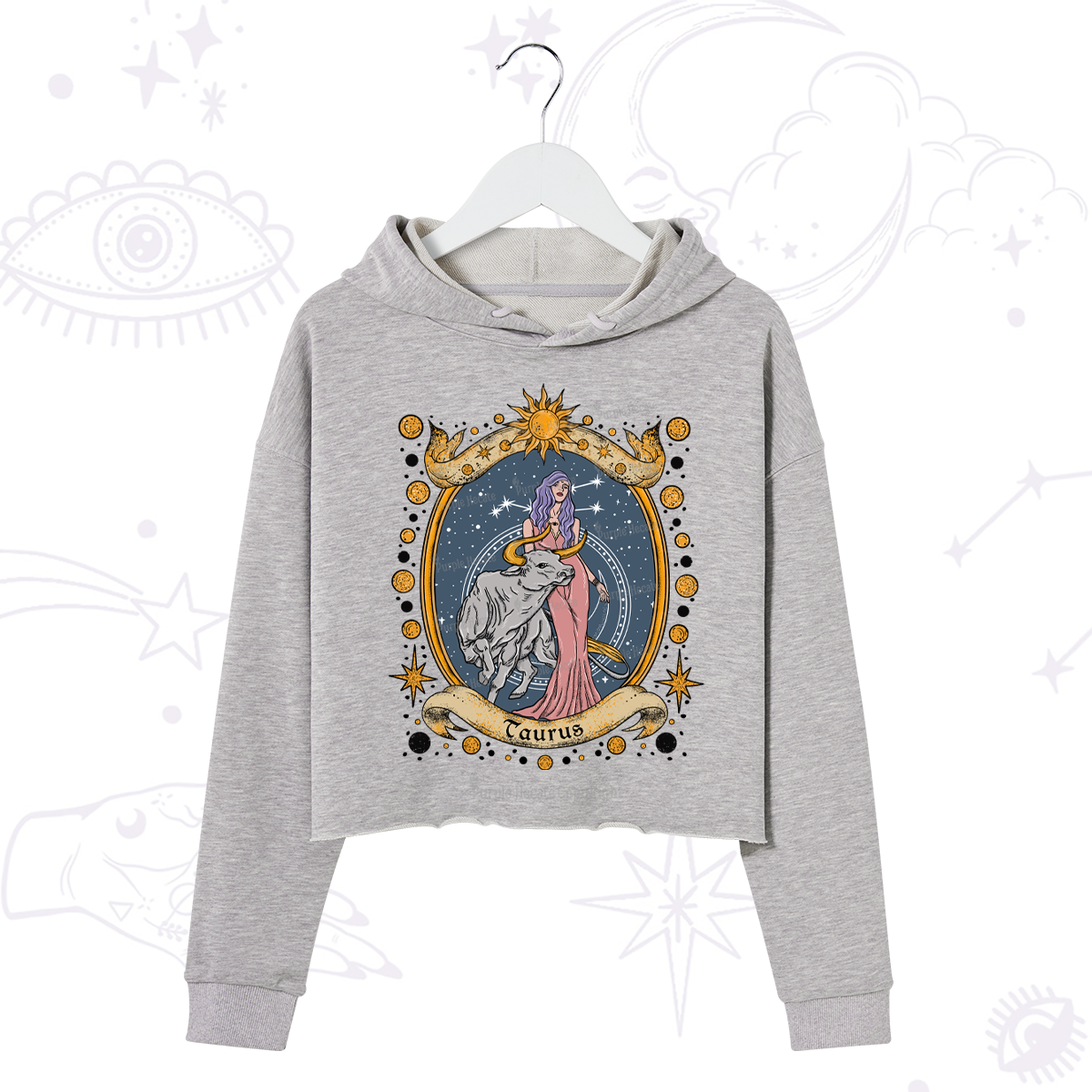 Purplehecate Celestial Taurus Zodiac Crop Hoodie