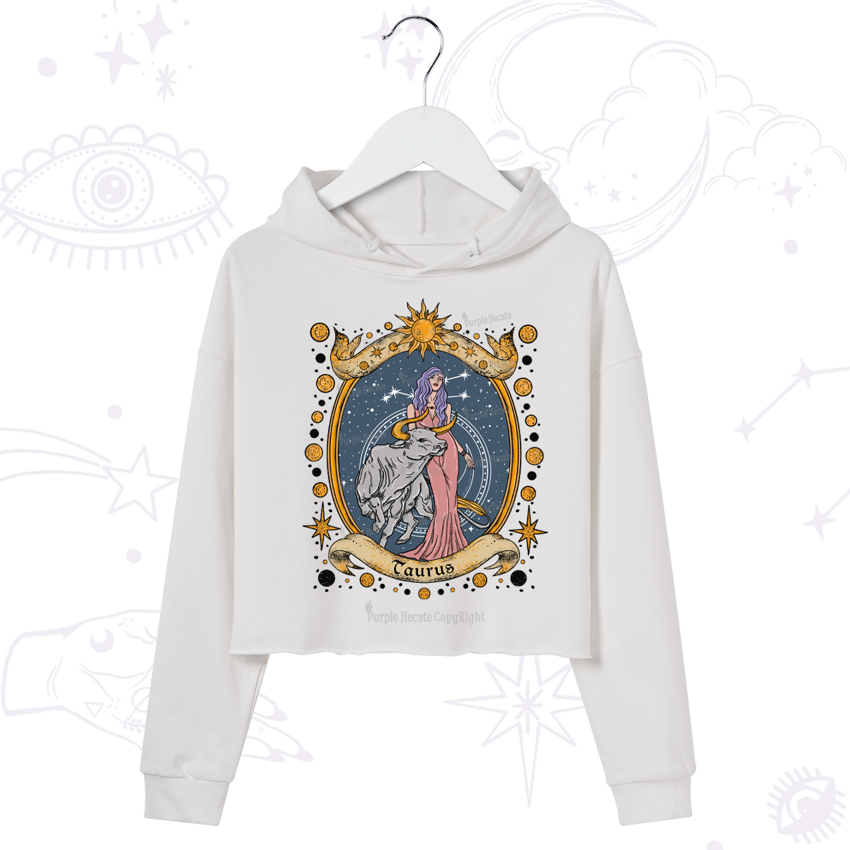 Purplehecate Celestial Taurus Zodiac Crop Hoodie