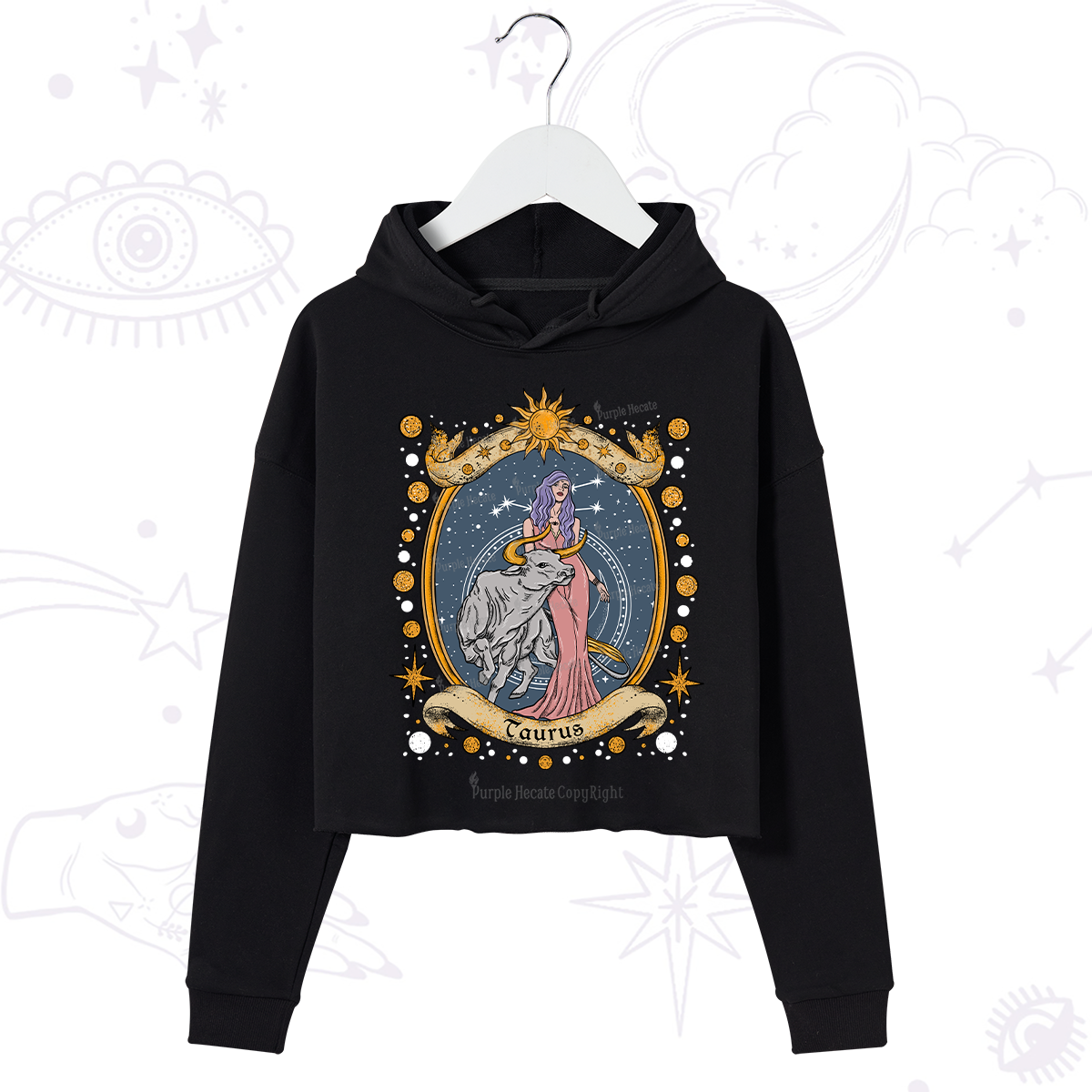 Purplehecate Celestial Taurus Zodiac Crop Hoodie