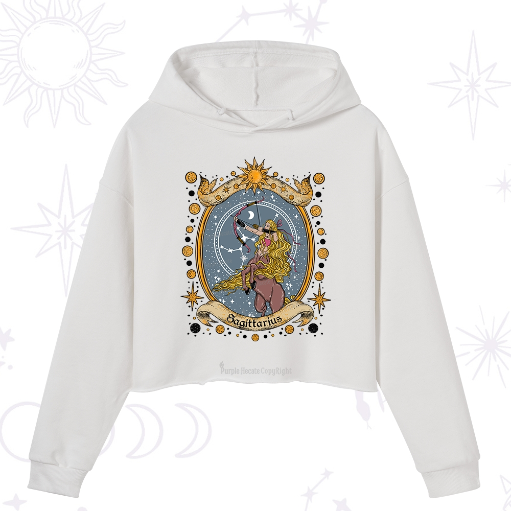 Purplehecate Celestial Sagittarius Zodiac Crop Hoodie