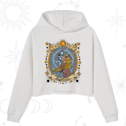 Purplehecate Celestial Sagittarius Zodiac Crop Hoodie