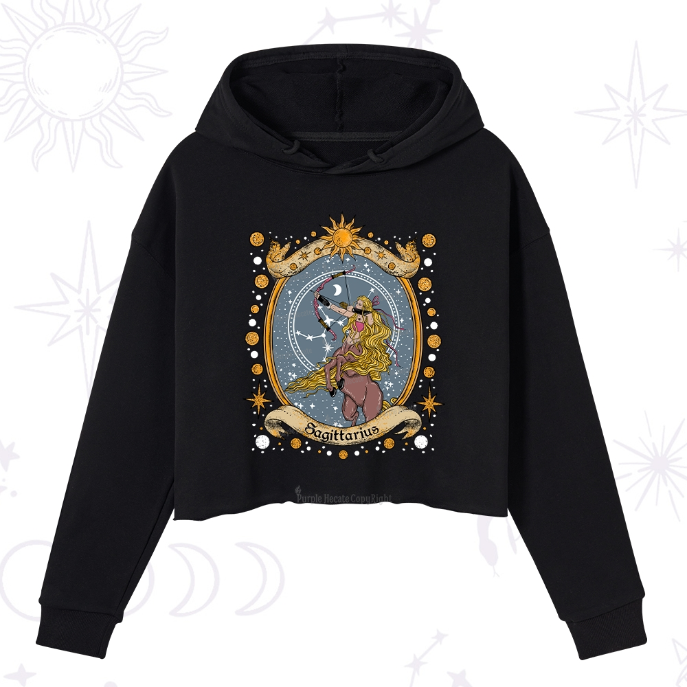 Purplehecate Celestial Sagittarius Zodiac Crop Hoodie