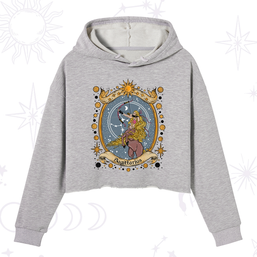 Purplehecate Celestial Sagittarius Zodiac Crop Hoodie
