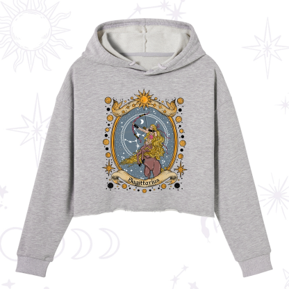 Purplehecate Celestial Sagittarius Zodiac Crop Hoodie