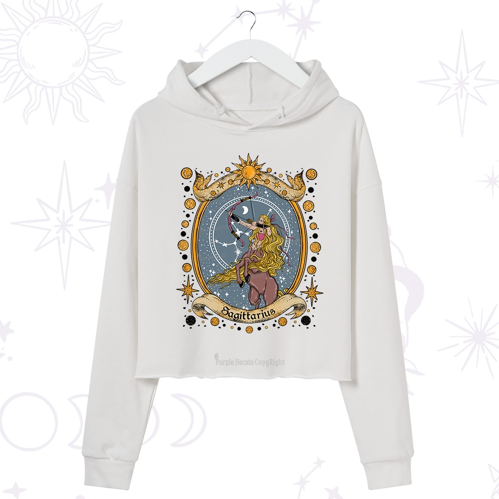 Purplehecate Celestial Sagittarius Zodiac Crop Hoodie