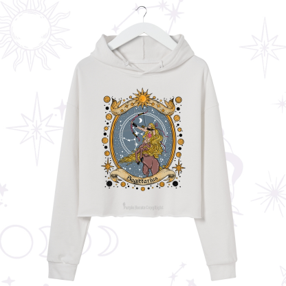 Purplehecate Celestial Sagittarius Zodiac Crop Hoodie
